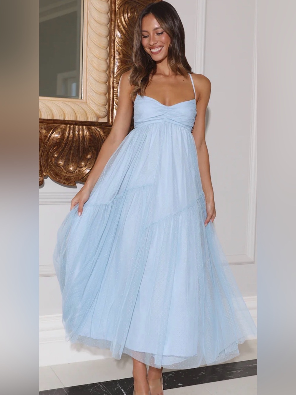 Hello Molly Feature Me Tulle Midi Dress Blue Size XS NWT Fairy Party